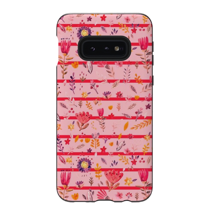 Galaxy S10e StrongFit stripes vs flowers for autumn by ArtsCase