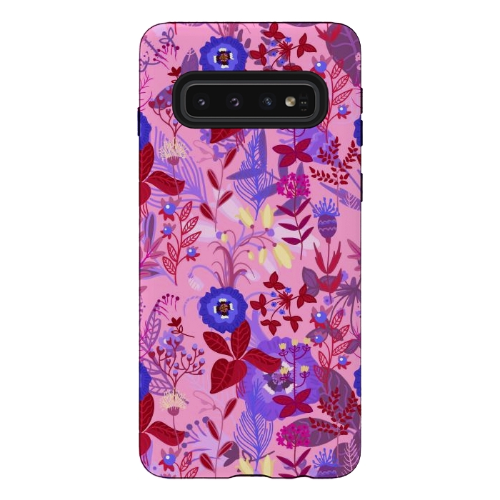 Galaxy S10 StrongFit between flowers with pink and purple by ArtsCase