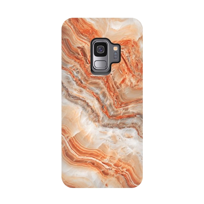 Galaxy S9 StrongFit limestone in orange by ArtsCase