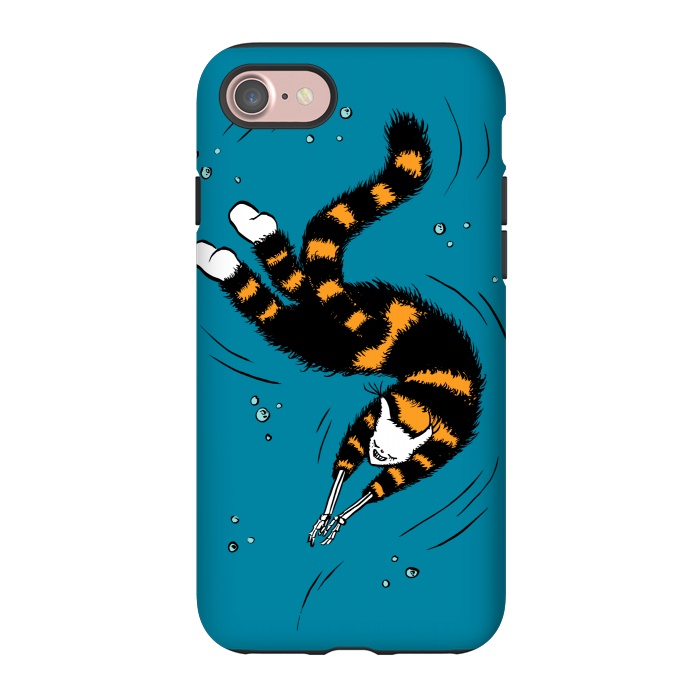 iPhone 7 StrongFit Funny Cat Creature With Skeleton Hands Swimming by Boriana Giormova