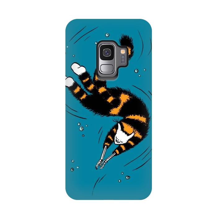 Galaxy S9 StrongFit Funny Cat Creature With Skeleton Hands Swimming by Boriana Giormova