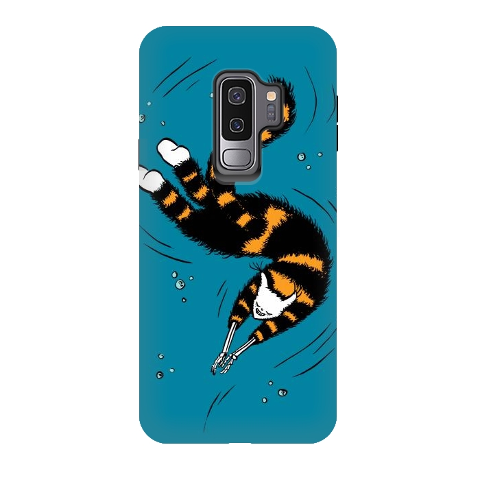 Galaxy S9 plus StrongFit Funny Cat Creature With Skeleton Hands Swimming by Boriana Giormova