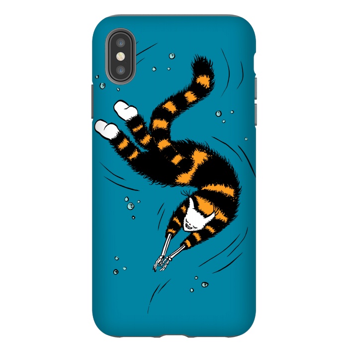 iPhone Xs Max StrongFit Funny Cat Creature With Skeleton Hands Swimming by Boriana Giormova