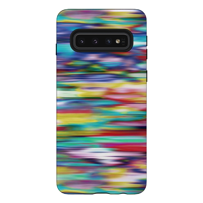 Galaxy S10 StrongFit Ikat Blurred Stripes Multicolor by Ninola Design