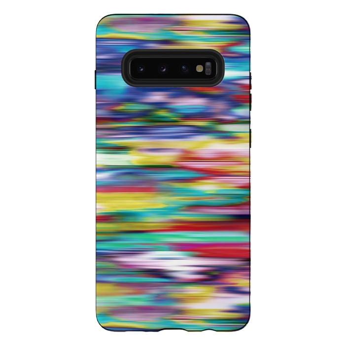 Galaxy S10 plus StrongFit Ikat Blurred Stripes Multicolor by Ninola Design