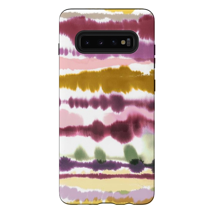 Galaxy S10 plus StrongFit Soft Watercolor Lines Gold by Ninola Design