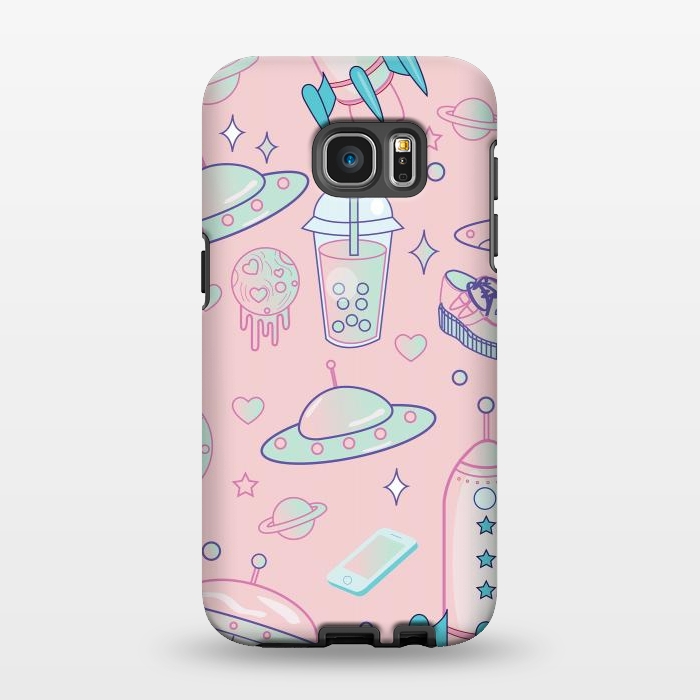 Galaxy S7 EDGE StrongFit Galaxy space babe pastel goth kawaii pattern by Luna Elizabeth Art