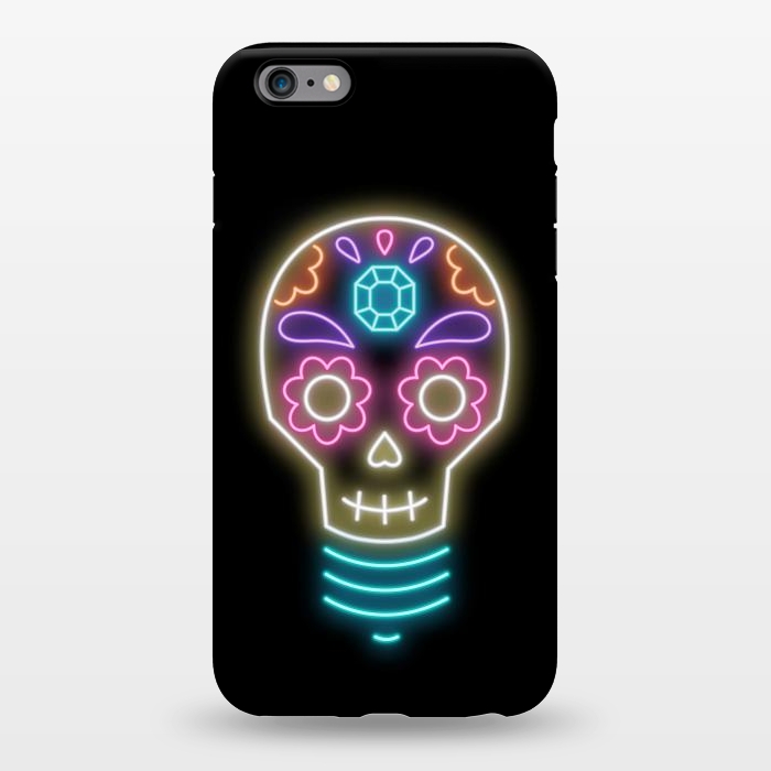 iPhone 6/6s plus StrongFit Neon sugar skull lightbulb by Laura Nagel