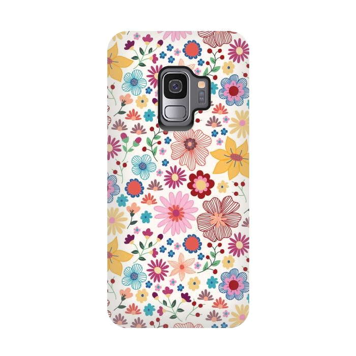 Galaxy S9 StrongFit Springtime Wild Bloom by TracyLucy Designs