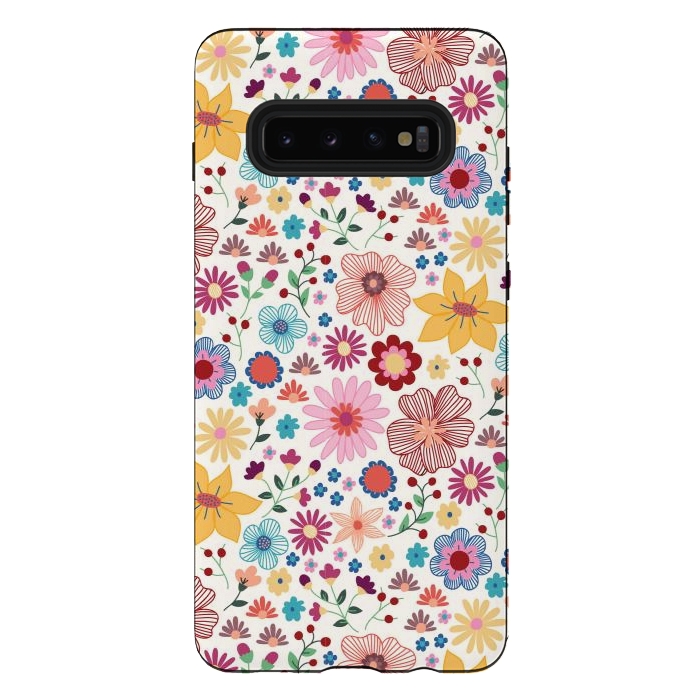 Galaxy S10 plus StrongFit Springtime Wild Bloom by TracyLucy Designs