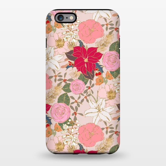 iPhone 6/6s plus StrongFit Elegant Golden Strokes Colorful Winter Floral by InovArts