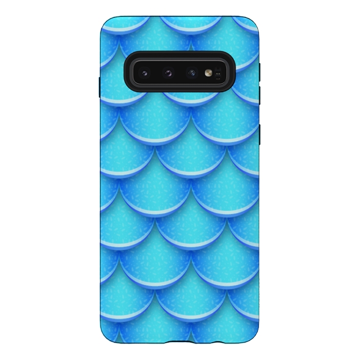 Galaxy S10 StrongFit MERMAID BLUE SCALES by MALLIKA