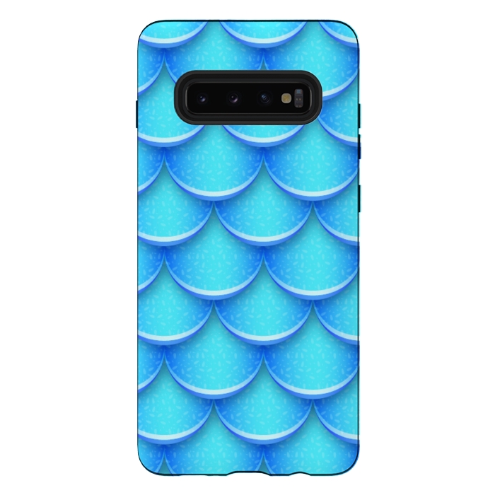 Galaxy S10 plus StrongFit MERMAID BLUE SCALES by MALLIKA