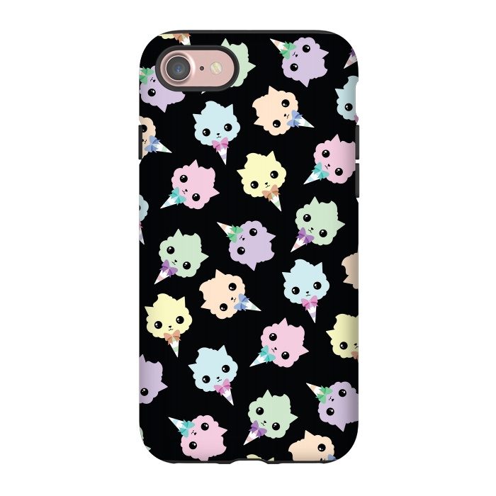 iPhone 7 StrongFit Cotton candy cat pattern by Laura Nagel