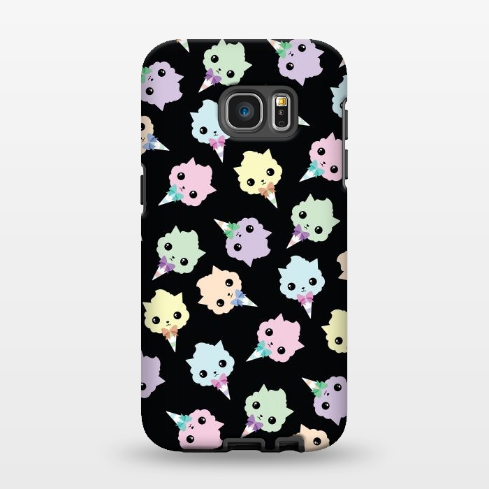 Galaxy S7 EDGE StrongFit Cotton candy cat pattern by Laura Nagel