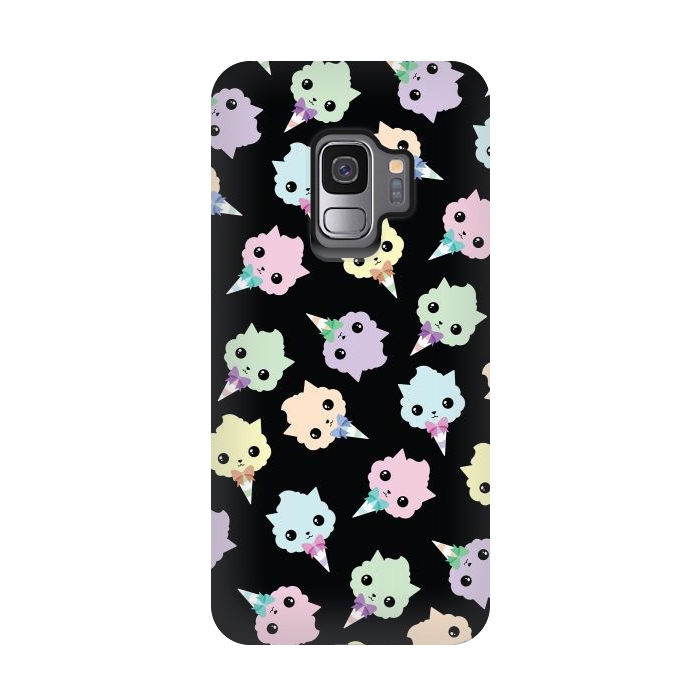 Galaxy S9 StrongFit Cotton candy cat pattern by Laura Nagel