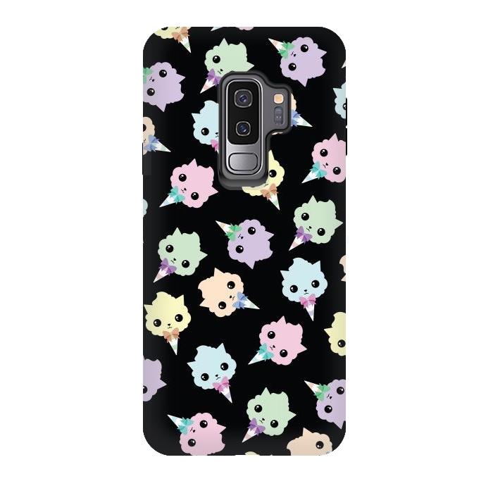 Galaxy S9 plus StrongFit Cotton candy cat pattern by Laura Nagel