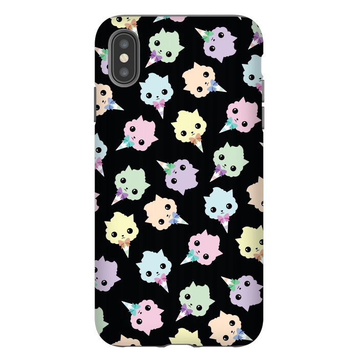 iPhone Xs Max StrongFit Cotton candy cat pattern by Laura Nagel