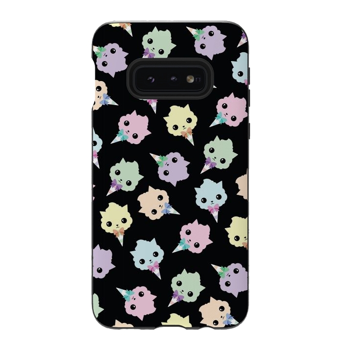 Galaxy S10e StrongFit Cotton candy cat pattern by Laura Nagel