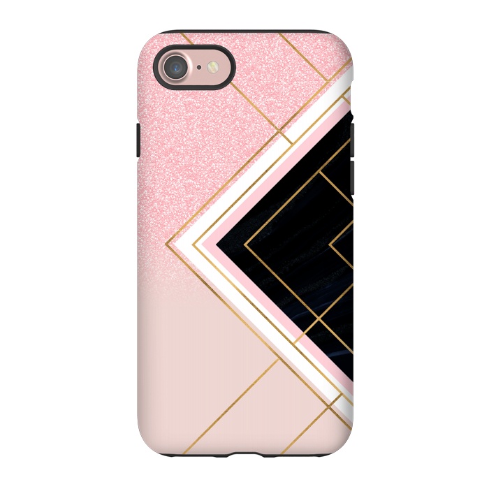 iPhone 7 StrongFit Modern Geometric Pink Gold Strokes Design by InovArts