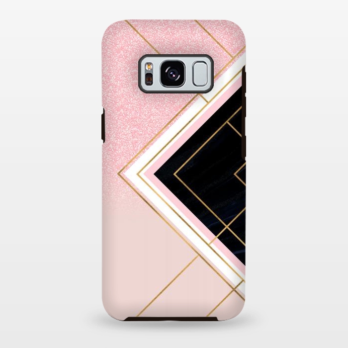 Galaxy S8 plus StrongFit Modern Geometric Pink Gold Strokes Design by InovArts