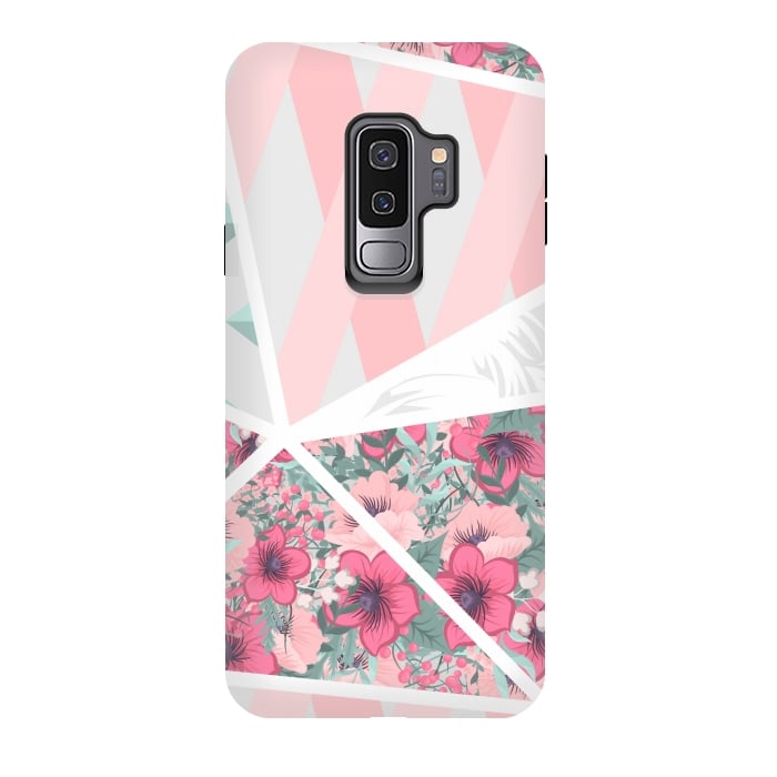 Galaxy S9 plus StrongFit PINK PATCHWORK FLORAL by MALLIKA