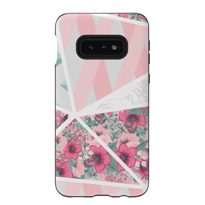 Galaxy S10e StrongFit PINK PATCHWORK FLORAL by MALLIKA