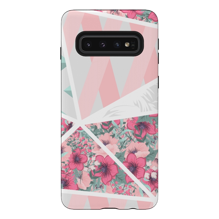 Galaxy S10 StrongFit PINK PATCHWORK FLORAL by MALLIKA