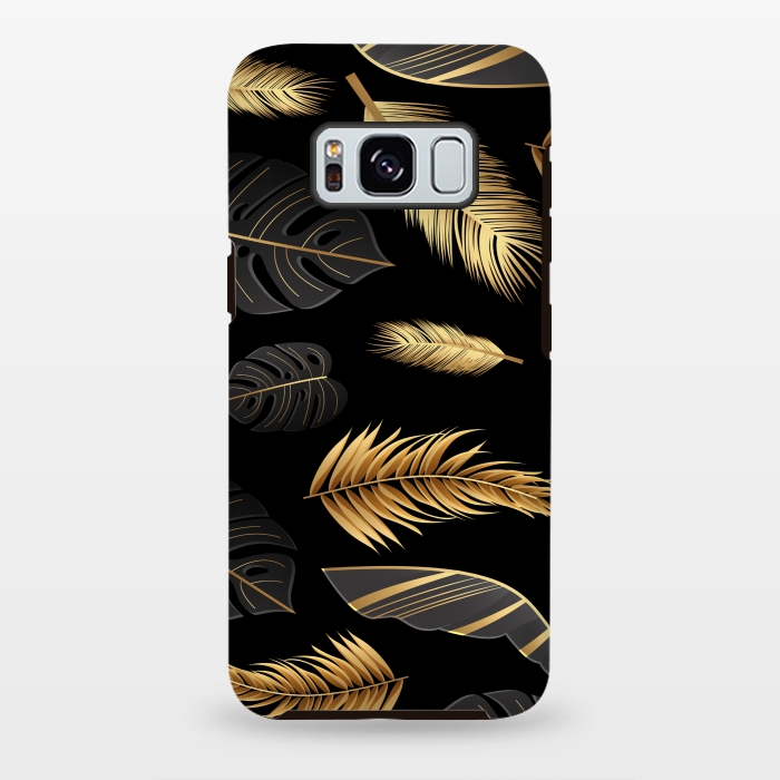 Galaxy S8 plus StrongFit BLACK GOLDEN FEATHERS by MALLIKA