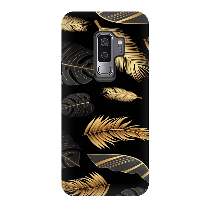 Galaxy S9 plus StrongFit BLACK GOLDEN FEATHERS by MALLIKA