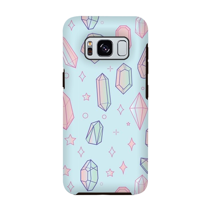 Galaxy S8 StrongFit Pastel Crystal Paradise Blue & Pink by Luna Elizabeth Art