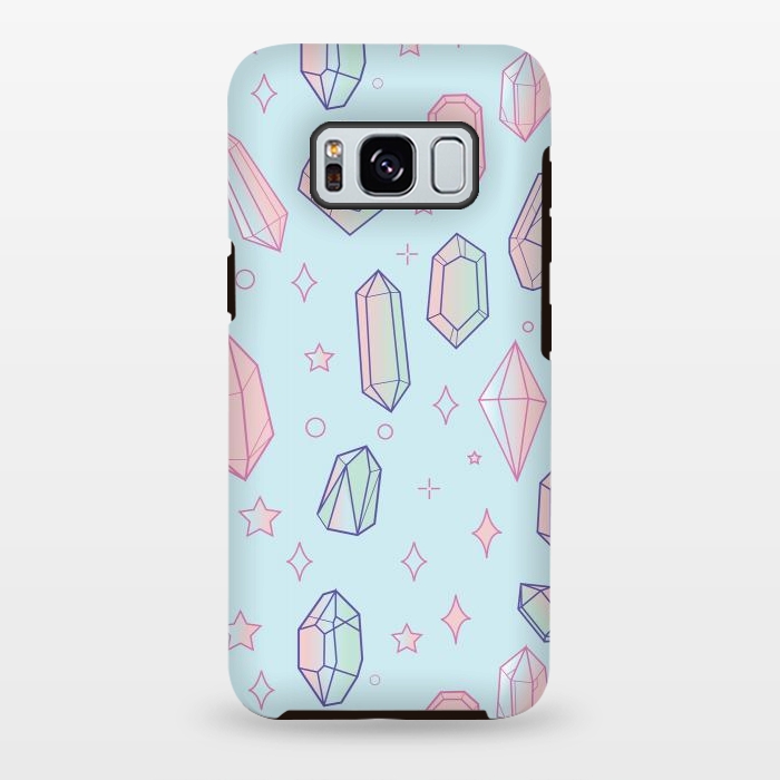 Galaxy S8 plus StrongFit Pastel Crystal Paradise Blue & Pink by Luna Elizabeth Art
