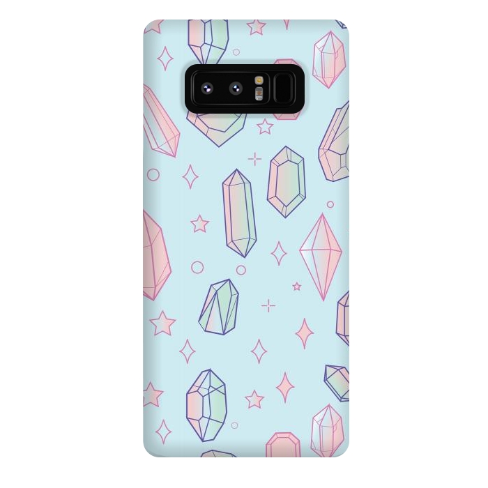 Galaxy Note 8 StrongFit Pastel Crystal Paradise Blue & Pink by Luna Elizabeth Art