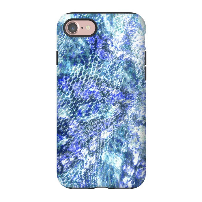 iPhone 7 StrongFit Blue watercolor snake skin pattern by Oana 
