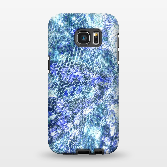 Galaxy S7 EDGE StrongFit Blue watercolor snake skin pattern by Oana 