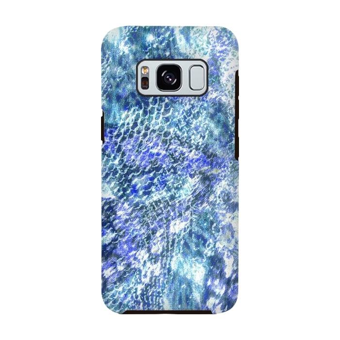Galaxy S8 StrongFit Blue watercolor snake skin pattern by Oana 