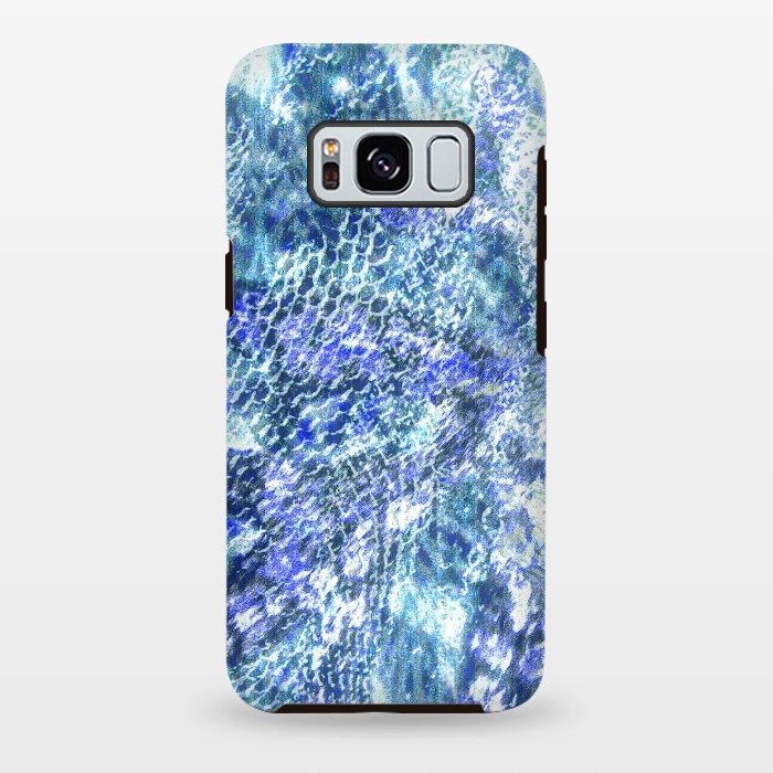 Galaxy S8 plus StrongFit Blue watercolor snake skin pattern by Oana 