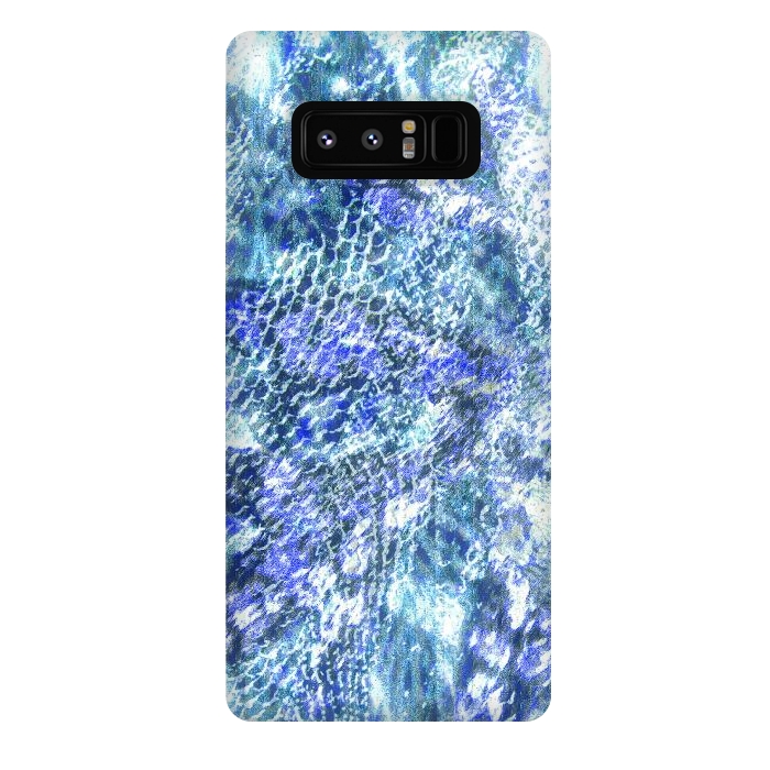 Galaxy Note 8 StrongFit Blue watercolor snake skin pattern by Oana 