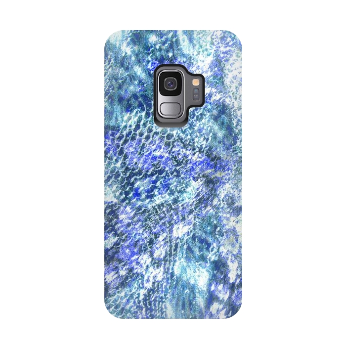 Galaxy S9 StrongFit Blue watercolor snake skin pattern by Oana 