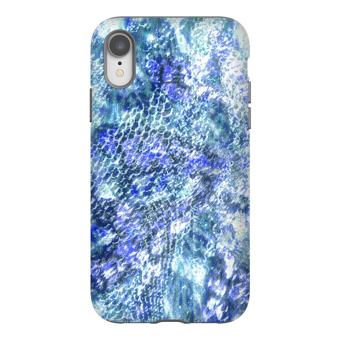 iPhone Xr StrongFit Blue watercolor snake skin pattern by Oana 