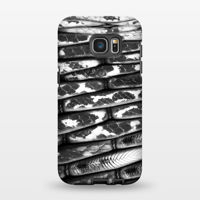 Galaxy S7 EDGE StrongFit Black and white snake skin pattern by Oana 