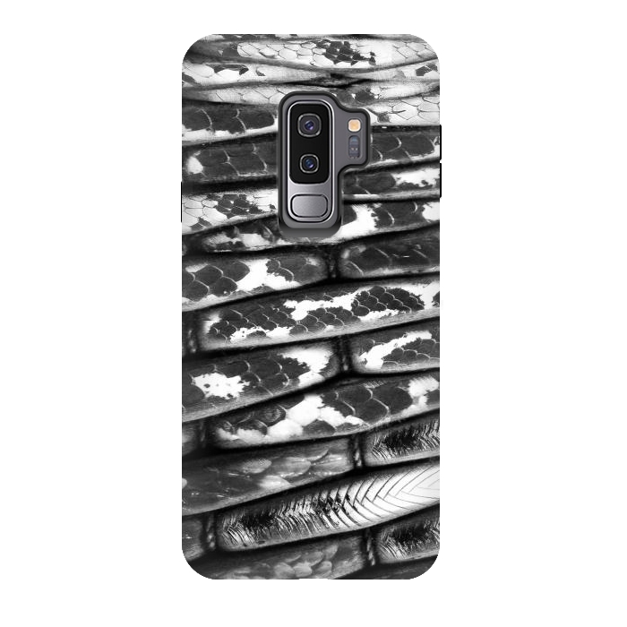 Galaxy S9 plus StrongFit Black and white snake skin pattern by Oana 
