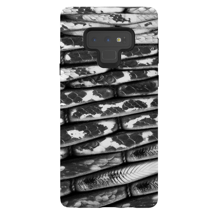 Galaxy Note 9 StrongFit Black and white snake skin pattern by Oana 