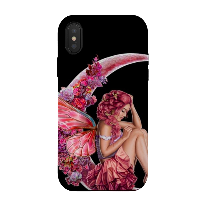 iPhone Xs / X StrongFit pink moon fairy by haroulita