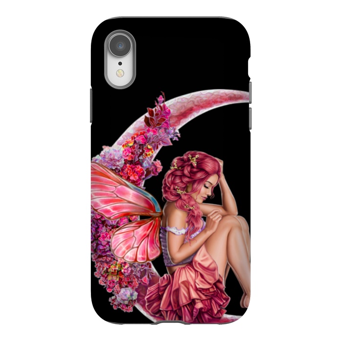 iPhone Xr StrongFit pink moon fairy by haroulita