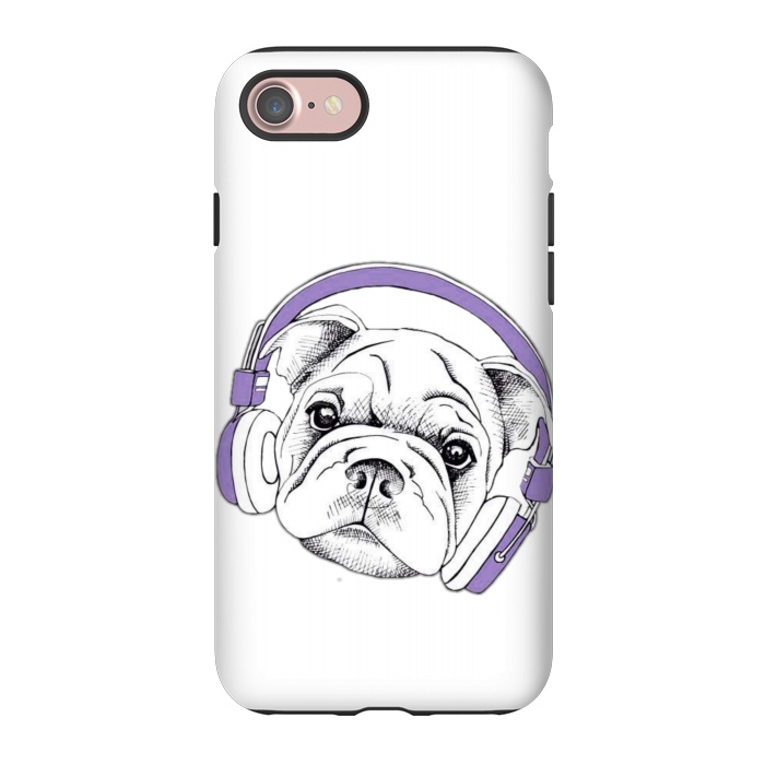 iPhone 7 StrongFit french bulldog listening music by haroulita