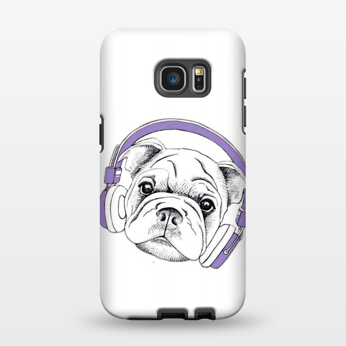 Galaxy S7 EDGE StrongFit french bulldog listening music by haroulita