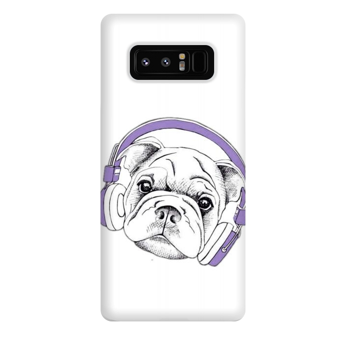 Galaxy Note 8 StrongFit french bulldog listening music by haroulita