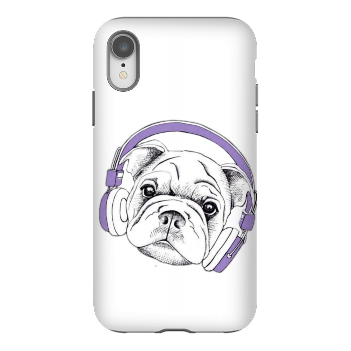 iPhone Xr StrongFit french bulldog listening music by haroulita