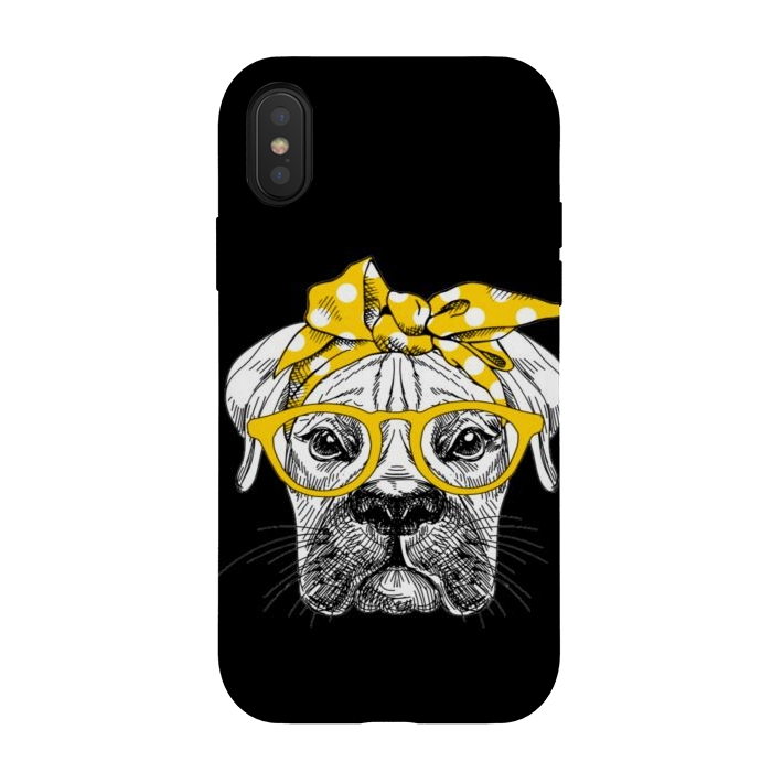 iPhone Xs / X StrongFit cute dog with glasses by haroulita
